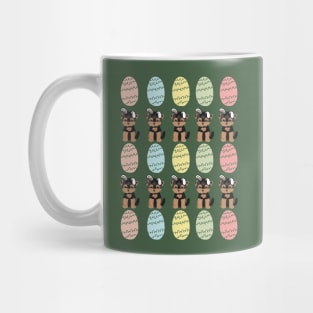 Yorkshire Terrier Dog with Bunny Ears and Easter Colorful Eggs Pattern Mug